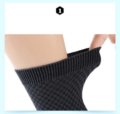 Men's Casual Bamboo Thin Antibacterial Mid Calf Crew Socks for Men 5 Pairs Set Box Available