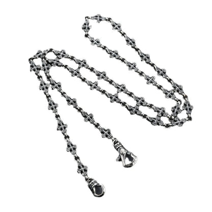 CH Odian Chrome Cruckle Necklace Silver Retro Cross Heart Pendant Jewelry