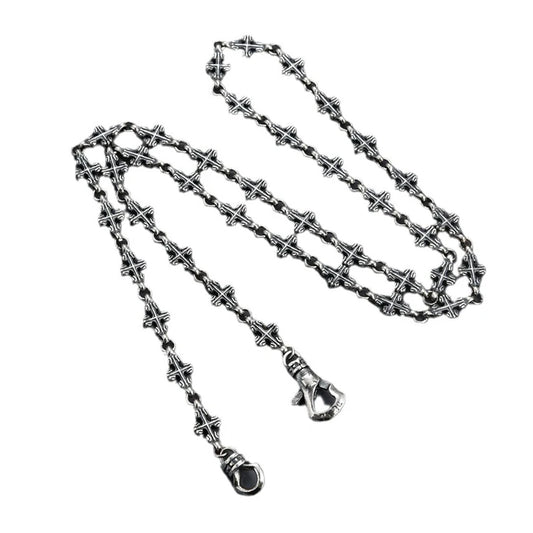 CH Odian Chrome Cruckle Necklace Silver Retro Cross Heart Pendant Jewelry