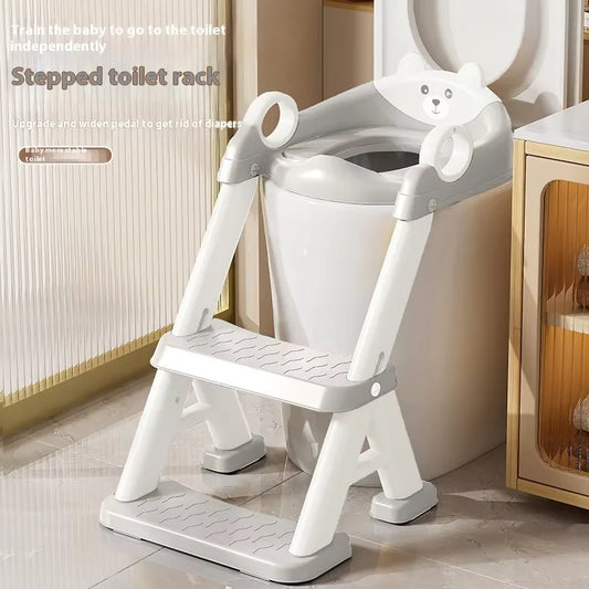 Children's PP Plastic Potty Training Chair Soft Padding Non-Slip Wide Step Stool Ladder Toilet Training Seat for Kids Handle