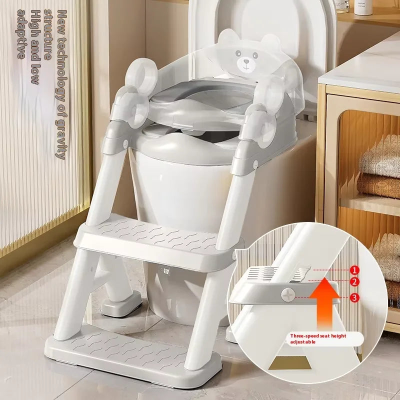 Children's PP Plastic Potty Training Chair Soft Padding Non-Slip Wide Step Stool Ladder Toilet Training Seat for Kids Handle