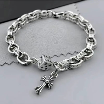 CH Men's Thick Letter Cross Flower Full Flower Bracelet