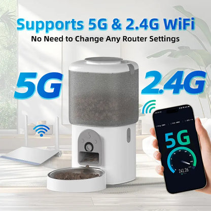 Wifi Video 2 in 1 Pet Water Drinking Fountain and Food Bowl Smart Automatic Dog Cat Pet Food Feeder Dispenser With Camera