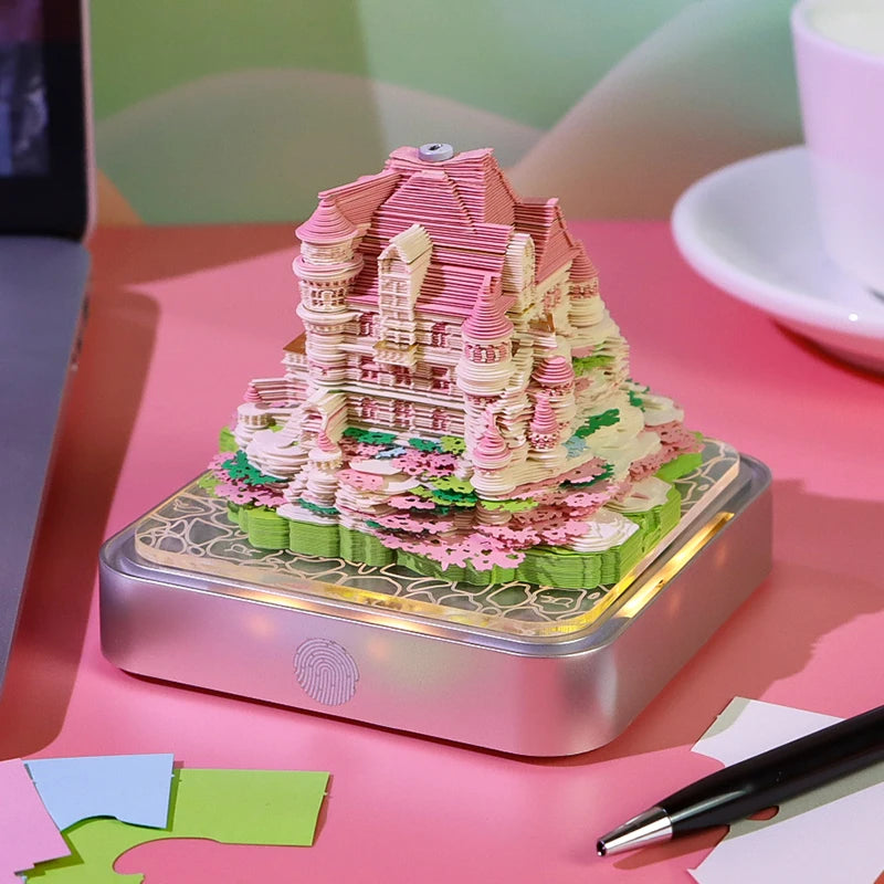 Valentine's Day New Design Love Castle 3D Memo Pad Custom Calendar Sticky Notes Paper Carving Art Notepad Gift Items for Girls