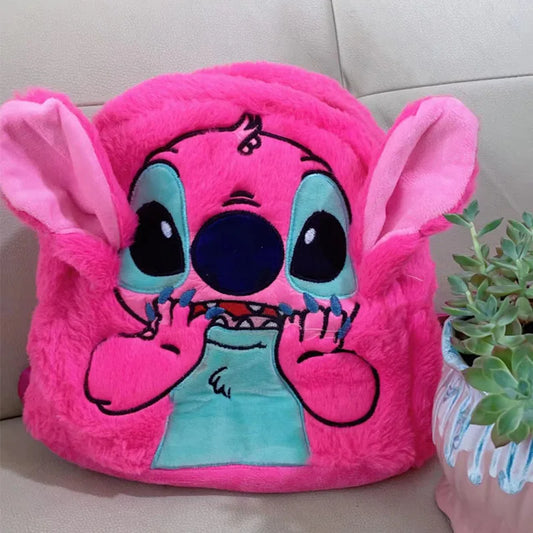 New Cute Cartoon Stitch Plush Polyester Backpack with PP Cotton Filling New Trendy School Backpack for Children