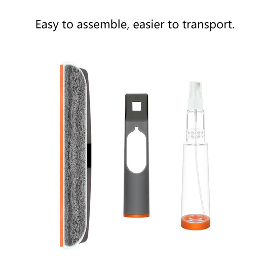 3-in-1 Window Squeegee Detachable Effortless Cleaning Microfiber Scraper Spray Window Cleaner with Spray Bottle