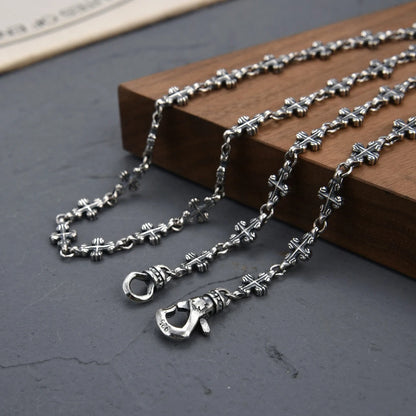 CH Odian Chrome Cruckle Necklace Silver Retro Cross Heart Pendant Jewelry