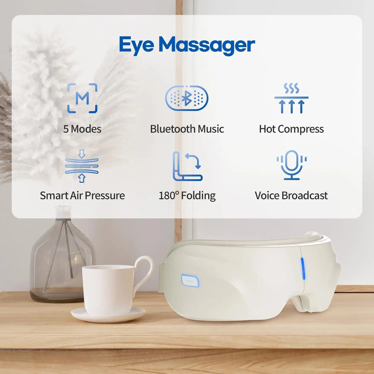Heated Eye Massager with Air Compression & Music, Electric Eye Mask