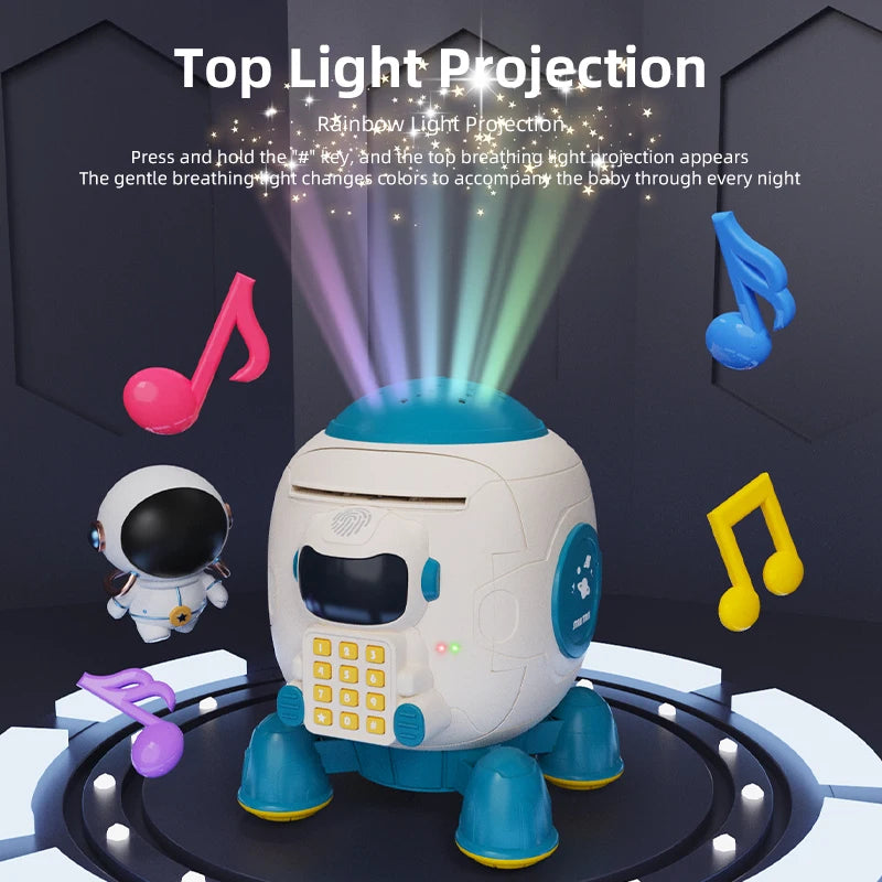 Children's Space Rocket Educational Toy Intelligent Sensing Simulation Fingerprint Recognition Piggy Bank Safe Creative Savings