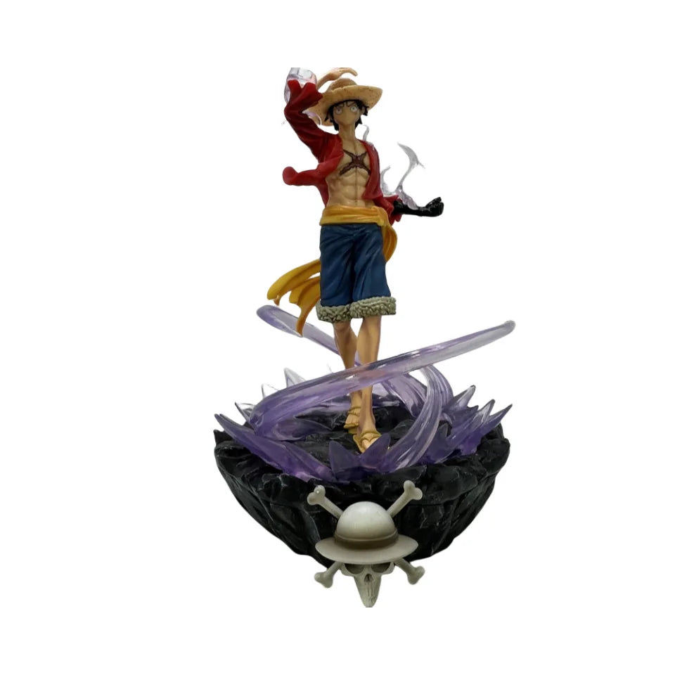 One Pieced Luffy Figure Three Powers Hot Blooded No Light Scene Statue Model Boxed Collectible Anime Decoration