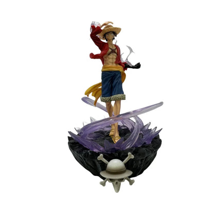 One Pieced Luffy Figure Three Powers Hot Blooded No Light Scene Statue Model Boxed Collectible Anime Decoration