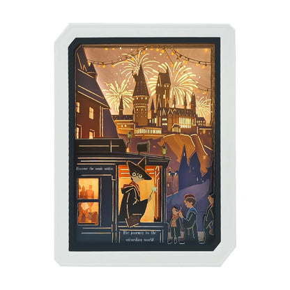 Harry's Castle 3D Wall Pictures Wall Art Living Room Decorative Led Night Lighted Papercut Lightbox Wall for Home Decor Dropship