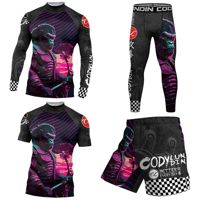 MMA Grappling Unisex Gym BJJ Rash Guard Sets Compression Sets