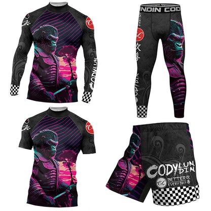 MMA Grappling Unisex Gym BJJ Rash Guard Sets Compression Sets