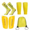 Adult Men/Women Set of Soccer Shin Guard Football Grip Socks and Soccer Sleeves Crew Sport Socks