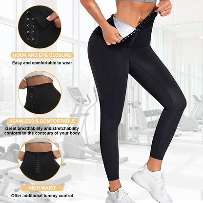Sauna Pants Women's High Waist and Abdomen Control Compression Weight Loss Body Shaping Warm Legs Fitness Sauna Suit