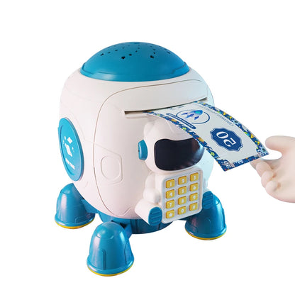 Children's Space Rocket Educational Toy Intelligent Sensing Simulation Fingerprint Recognition Piggy Bank Safe Creative Savings