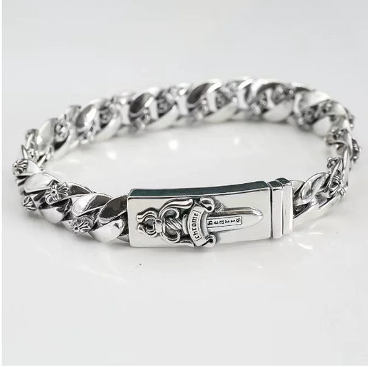 CH Men's Thick Letter Cross Flower Full Flower Bracelet