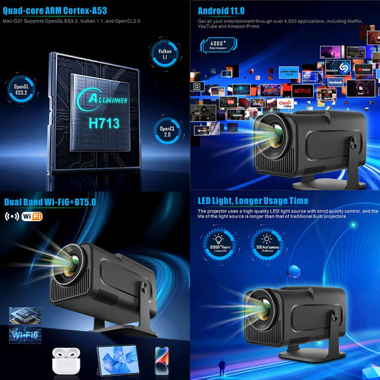 Led Projector Cinema Beamer 4k 1080p Video Smart Home Hy320 Mini Projector With Wifi Android Portatil