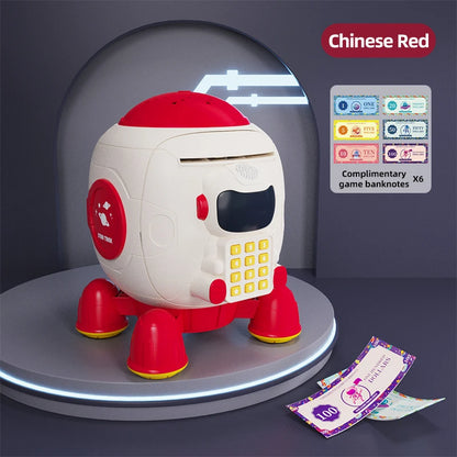 Children's Space Rocket Educational Toy Intelligent Sensing Simulation Fingerprint Recognition Piggy Bank Safe Creative Savings