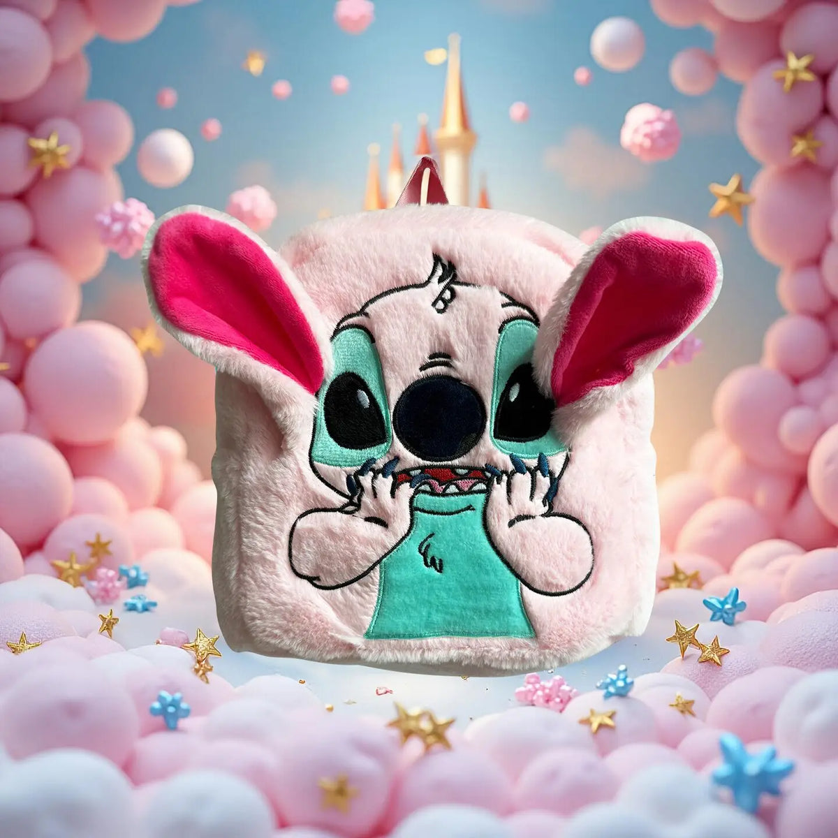 New Cute Cartoon Stitch Plush Polyester Backpack with PP Cotton Filling New Trendy School Backpack for Children