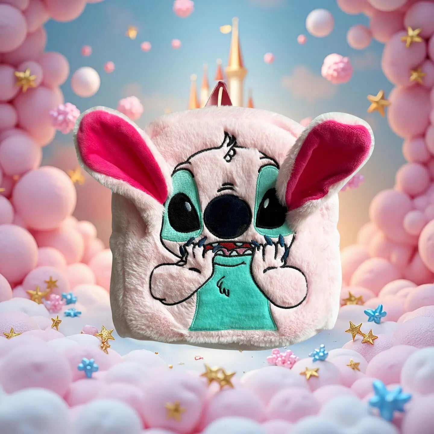 New Cute Cartoon Stitch Plush Polyester Backpack with PP Cotton Filling New Trendy School Backpack for Children