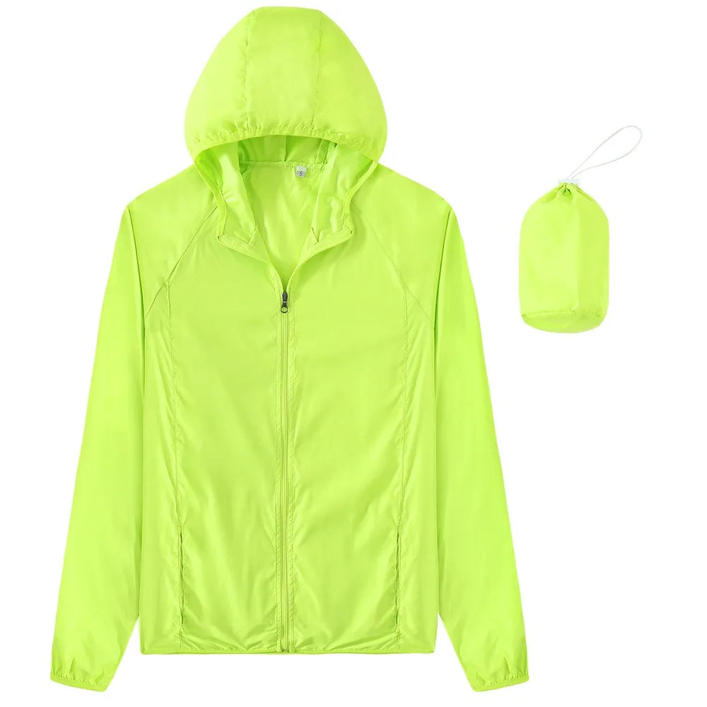 Spring Men/Women Unisex Lightweight Coat Quick Dry Sport Running Outdoor Hiking Rain Zip Waterproof Windbreaker Jacket With Hood