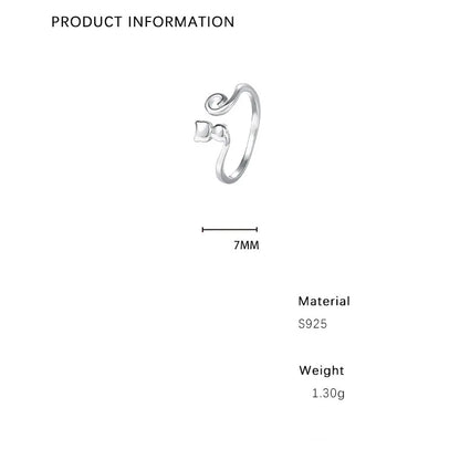 Minimalist Glittery Line Cat S925 Sterling Silver Finger Open Rings Fine Jewelry Gift for Girls XY-537