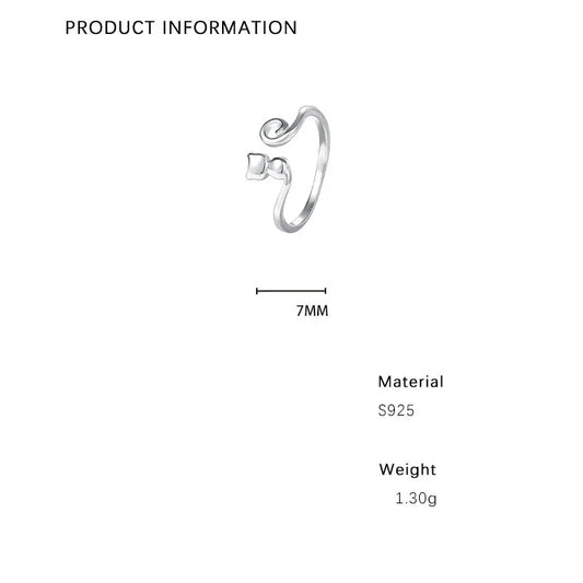 Minimalist Glittery Line Cat S925 Sterling Silver Finger Open Rings Fine Jewelry Gift for Girls XY-537