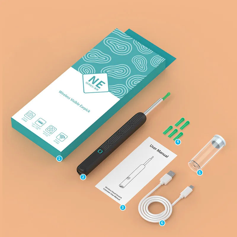 NE3-H Wireless Visual Ear Cleaner With Camera  Safe & Portable Earwax Removal Tool, HD Smart Otoscope for Gentle Cleaning