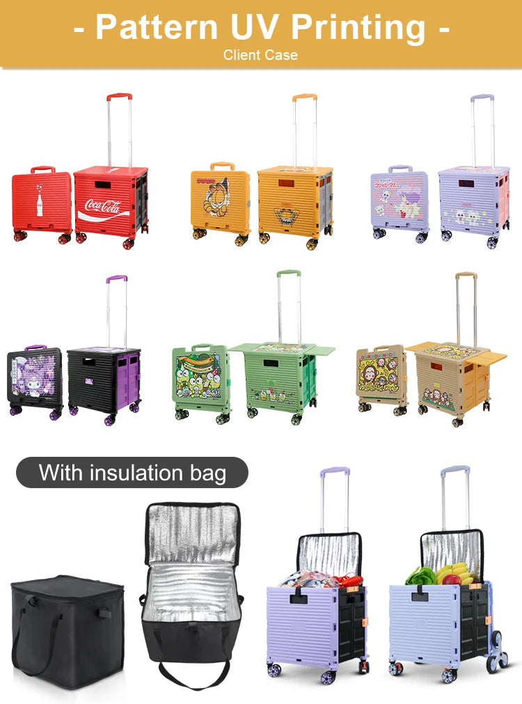 8 Wheel Solid Construction Compact Lightweight Utility Grocery Push Cart Moving Dolly Trolley Carts