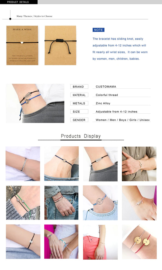 Custom Antique Silver Horse Shoe Horseshoe Charm Bracelet Promotional Gift for Men and Women 'Make a Wish' Fashion Jewelry