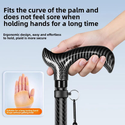 Carbon Fiber Anti-Fall Walking Stick for Elderly Non-Slip Telescopic Assistive Cane Lightweight Walking Cane