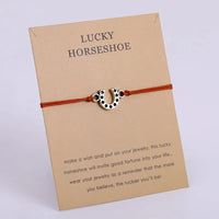 Custom Antique Silver Horse Shoe Horseshoe Charm Bracelet Promotional Gift for Men and Women 'Make a Wish' Fashion Jewelry