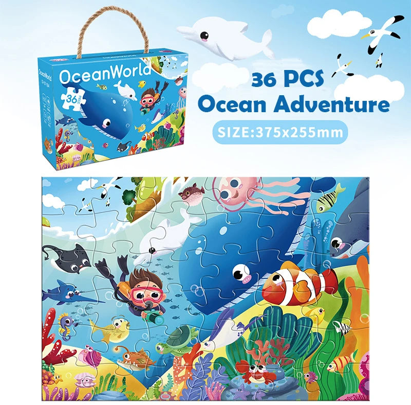 36 Set Cartoon Jigsaw Puzzles Kids' Educational Paper Puzzles EN71 Certified for Gifts and Games