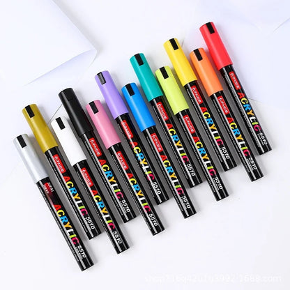 3mm Thick Acrylic Marker Pen Set for Ceramic Stone Wood for Graffiti Marking on Plastic Material for Drawing
