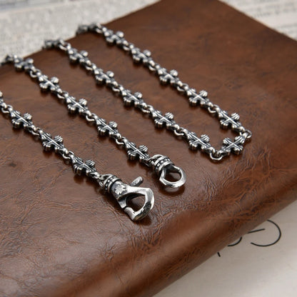 CH Odian Chrome Cruckle Necklace Silver Retro Cross Heart Pendant Jewelry