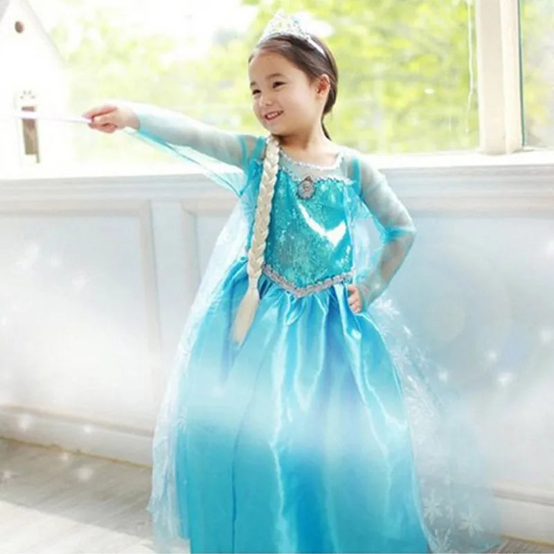 High Quality Elsa Flower Girl Dress Modern Children Lovely Girl Cosplay Performance Costume BXXXBX