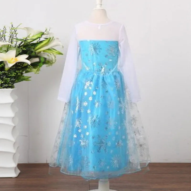 High Quality Elsa Flower Girl Dress Modern Children Lovely Girl Cosplay Performance Costume BXXXBX
