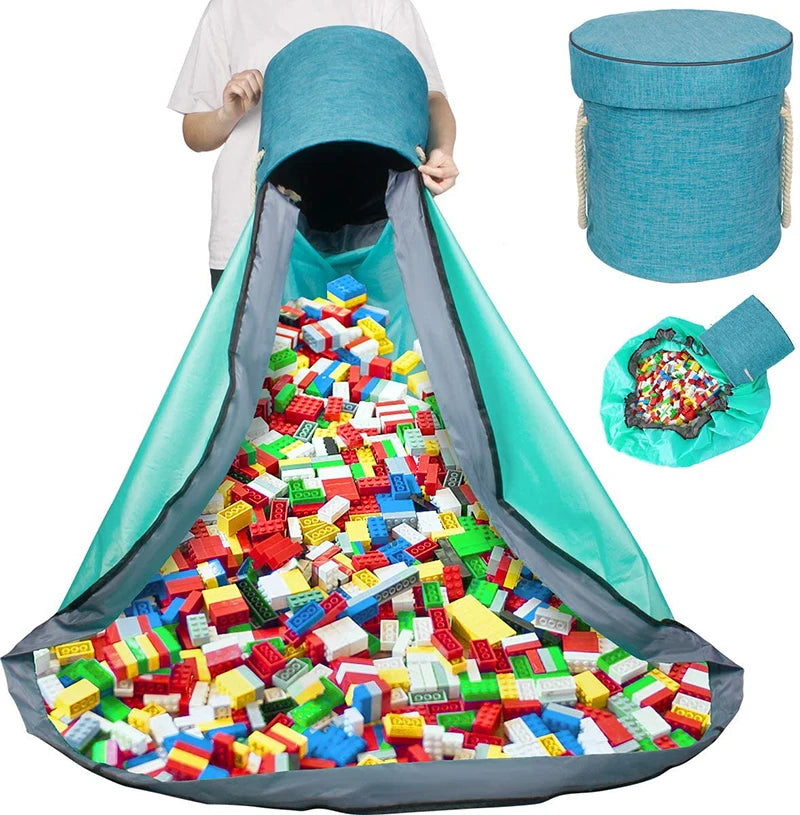 Portable ECO-friendly Kids Polyester Play Mat with Collapsible Toy Storage Organizer Bins Modern Luxury Design for Outdoor Use