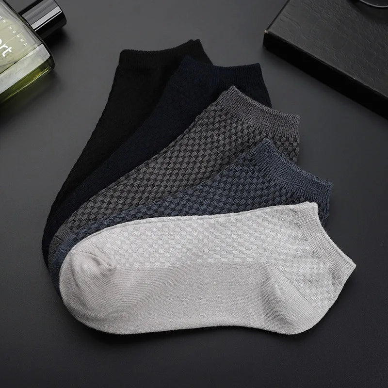 Men's Low Cut Summer Soft Comfort Breathable Cool Thin Mesh Quarter Ankle Short Bamboo Fiber Socks