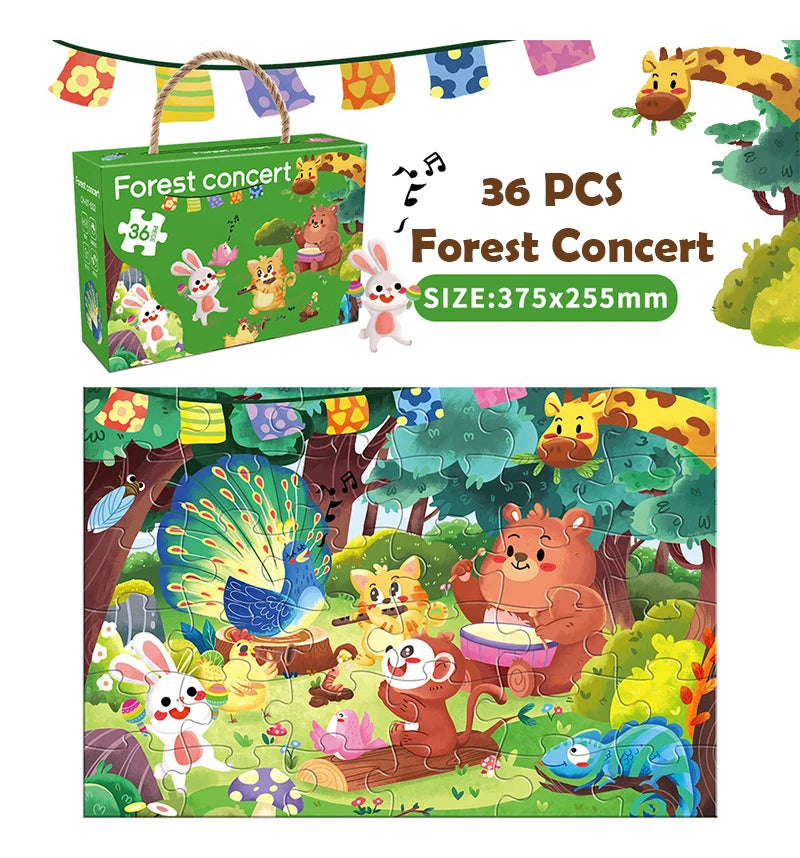 36 Set Cartoon Jigsaw Puzzles Kids' Educational Paper Puzzles EN71 Certified for Gifts and Games