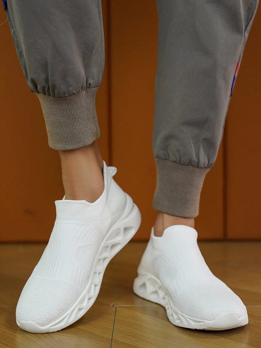 Unisex White Flywoven Sock Sneakers Size 36-48 Couple Casual Shoes for Men Fashion Trend Breathable Spring Summer Autumn Winter