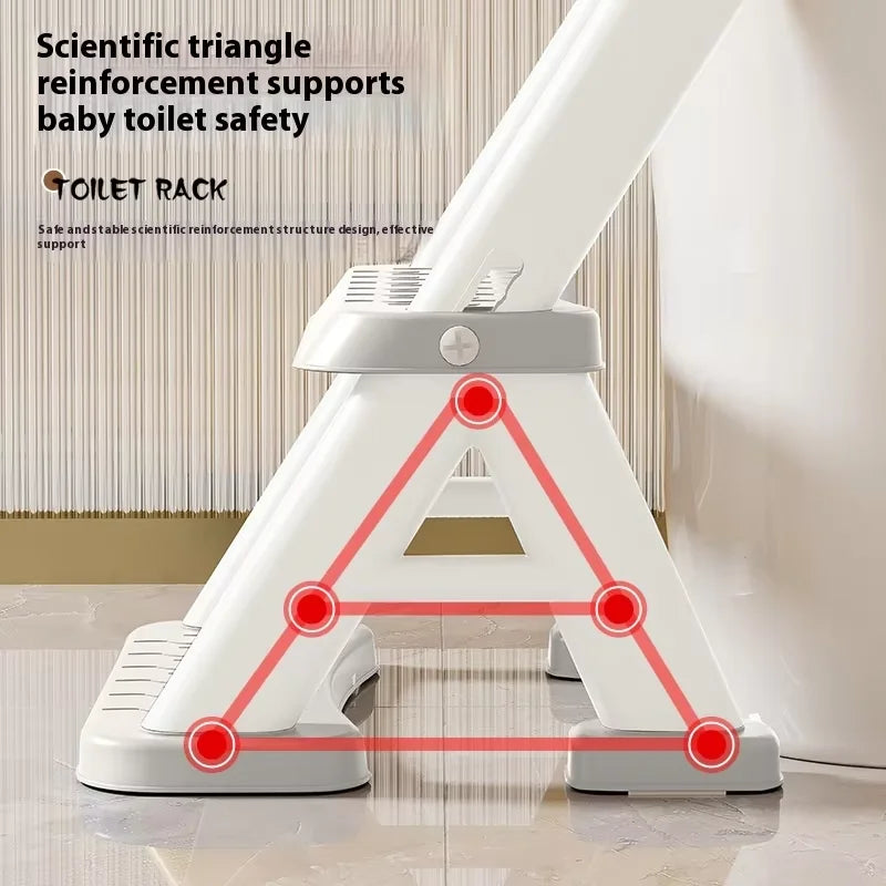 Children's PP Plastic Potty Training Chair Soft Padding Non-Slip Wide Step Stool Ladder Toilet Training Seat for Kids Handle