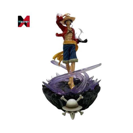 One Pieced Luffy Figure Three Powers Hot Blooded No Light Scene Statue Model Boxed Collectible Anime Decoration