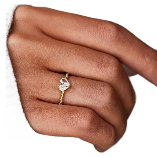 Stainless Steel Metal Chrome Heart's Ring Heart Shaped love Ring for Women Memorial Jewelry