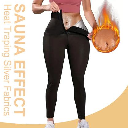 Sauna Pants Women's High Waist and Abdomen Control Compression Weight Loss Body Shaping Warm Legs Fitness Sauna Suit