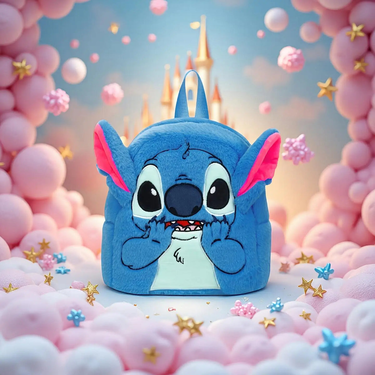 New Cute Cartoon Stitch Plush Polyester Backpack with PP Cotton Filling New Trendy School Backpack for Children