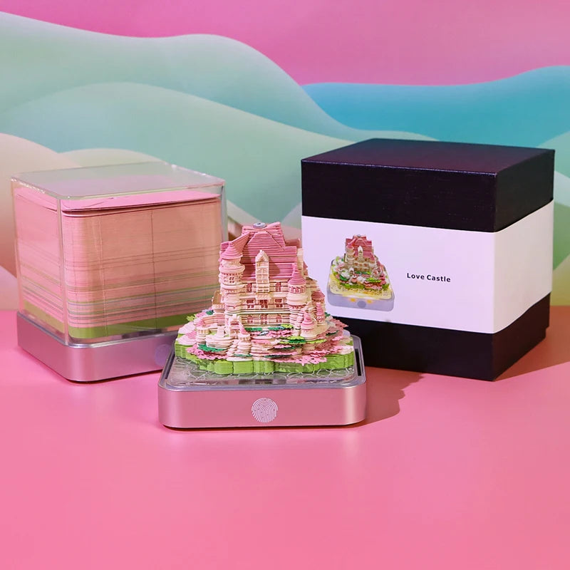 Valentine's Day New Design Love Castle 3D Memo Pad Custom Calendar Sticky Notes Paper Carving Art Notepad Gift Items for Girls