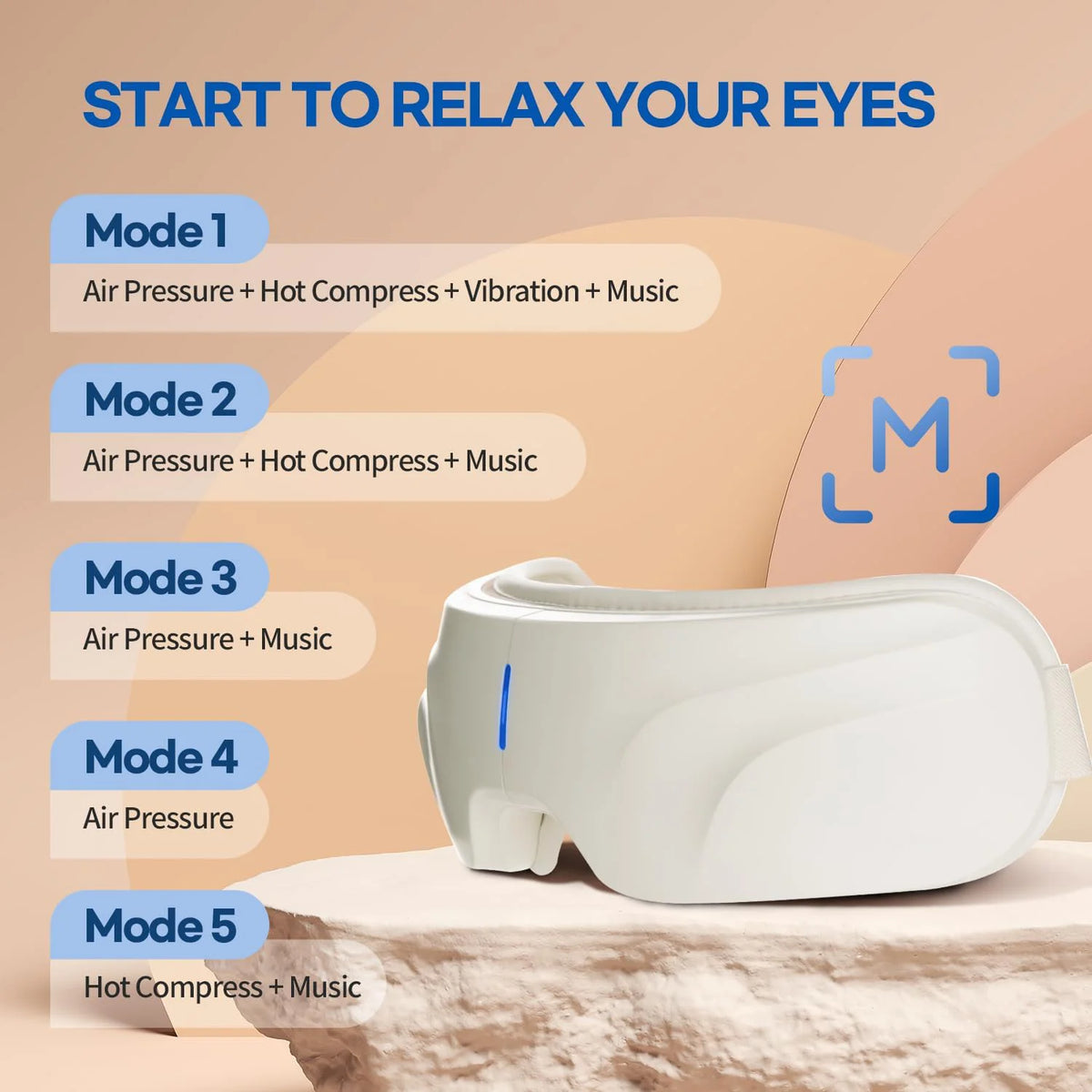 Heated Eye Massager with Air Compression & Music, Electric Eye Mask